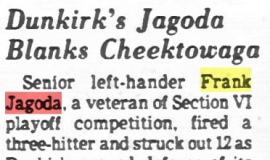 Dunkirk's Jagoda Blanks Cheektowaga.  June 5, 1979.
