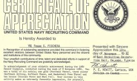 Navy Certificate of Appreciation, 1982