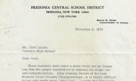 Letter of congratulations from school superintendent  Rocco Doino. 1978.