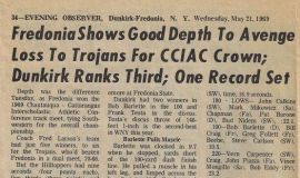 Fredonia Shows Good Depth To Avenge Loss To Trojans for CCIAC Crown. May 21, 1969.