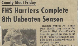 FHS Harriers Complete 8th Unbeaten Season. Octover 22, 1975.