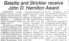 Bataitis and Strickler receive John D. Hamilton Award. November 29, 2007.