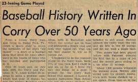 Baseball History Written In Corry Over 50 Years Ago. September 5, 1958.