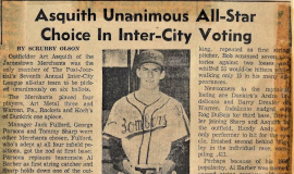 Asquith Unanimous All-Star Choice In Inter-City Voting. 1959.
