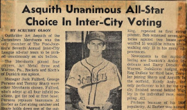 Asquith Unanimous All-Star Choice In Inter-City Voting. 1959.
