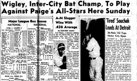 Wigley, Inter-City Bat Champ, To Play Against Paige's All-Stars Here Sunday. August 15, 1959.