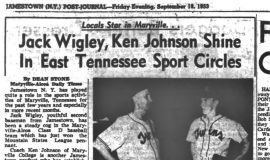 Jack Wigley, Ken Johnson Shine In East Tennessee Sport Circles. November 2, 1953.