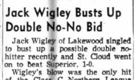 Jack Wigley Busts Up Double No-No Bid. August 6, 1955.