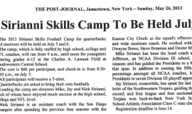 Sirianni Skills Camp to Be Held July 5-6. May 26, 2013.