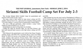 Sirianni Skills Football Camp Set For July 2-3. June 2, 2014.