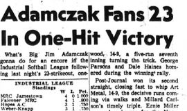 Adamczak Fans 23 In One-Hit Victory.  May 29, 1962.