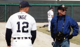 Jim with Brandon Inge, former Jamestown Jammers and Detroit Tigers player, in 2001