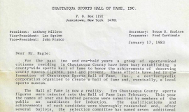 Joe Nagle's CSHOF induction letter. January 17, 1983