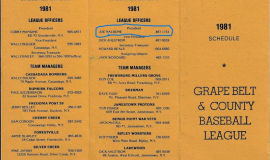 1981 Grapebelt & County Baseball League Schedule