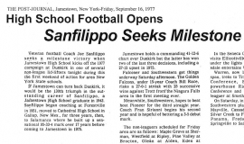 Sanfilippo Seek Milestone Tonight. September 16, 1977.