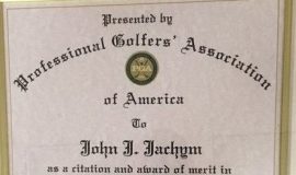 Award certificate from PGA, 1992