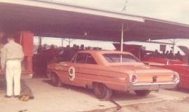 Buesink's 1964 ARCA car driven by Mike Klapak in garage at Daytona.