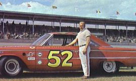 Cale Yarborough by Buesink's 1963 Grand National Ford. Rene Charland wrecked this car at Daytona.
