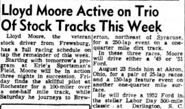 Lloyd Moore Active on Trio Of Stock Tracks This Week. August 13, 1952.