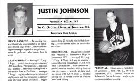 Justin Johnson's  Army basketball press guide biography 1995-96.