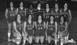 St. Mary’s School for the Deaf basketball team. Karen Tellinghuisen is #24 in center of front row.