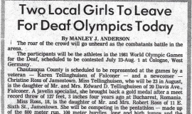 Two Local Girls To Leave For Deaf Olympics Today. July 1981.