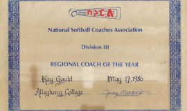 National Softball Coaches Association, Regional Coach of the Year, 1986.