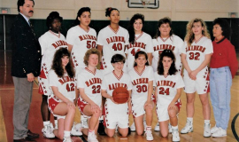 Jamestown High School basketball 1991-92. Kirsten Green is #22 in first row.