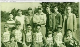 1943 Jamestown Veneer & Plywood baseball team. Komo Tane is in center of row 2. Louis Collins is far right in row 3.baseball