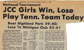 JCC Girls Win, Lose Play Tenn. Team Today. March 11, 1976.