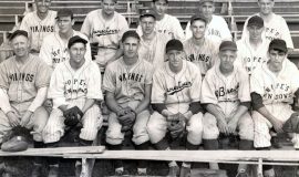 The 1944 Jamestown Boosters included four CSHOF inductees: Leo Squinn in top row, far left; Les James in top row, third from left; Lou Brown in top row, far right; and Joe Nagle in middle row, far right.