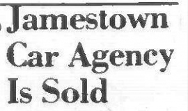Jamestown Car Agency Is Sold. November 27, 1980.