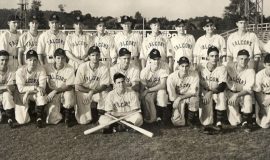 1945 Jamestown Falcons with Mark Hammond  standing on the far left of the back row