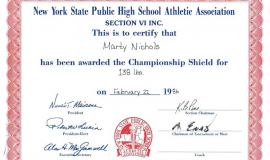 NYSPHSAA Championship Shield certificate. February 22, 1986.