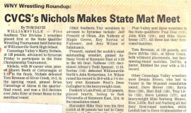 CVCS's Nichols Makes State Mat Meet. February 1986.