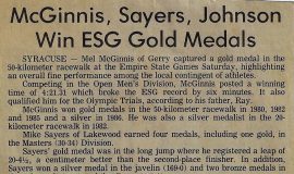 McGinnis, Sayers, Johnson Win ESG Gold Medals.