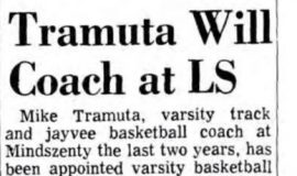 Tramuta Will Coach at LS. October 19, 1968.