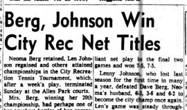 Berg, Johnson Win City Rec Net Titles.  8-20-62