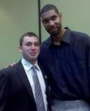 Nolan Swanson with NBA superstar Tim Duncan. Photo taken at Wake Forest in 2012. Swanson is a 2011 Wake Forest Sports Hall of Famer. Duncan is a 2009 Wake Forest Hall of Famer.