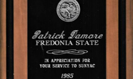 SUNYAC appreciation award. 1985.
