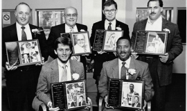 Patrick Damore in back row, second from left at his induction into the SUNY Fredonia Hall of Fame in 1990.