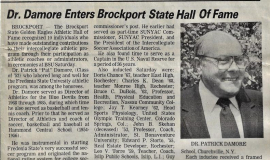 Dr. Damore Enters Brockport State Hall of Fame. October 20, 1987.