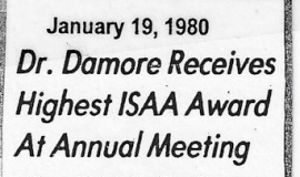Dr. Damore Receives Highest ISAA Award At Annual Meeting. January 19, 1980.