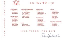 Western NY residents may recognize many of the WJTN staff names on Pete Hubbell's 1970 Christmas card.