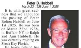 Peter B. Hubbell obiturary. June 20, 2025.