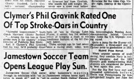 Clymer's Phil Gravink Rate One Of Top Stroke-Oars in Country. April 14, 1956.