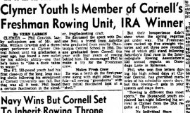 Clymer Youth Is Member of Cornell's Freshman Rowing Unit, IRA Winner. June 21, 1954.