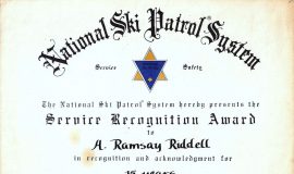 National Ski Patrol System award, 1982.