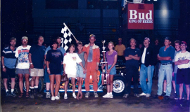 Rod Maloy after his 100 lap win at Stateline Speedway, 1999.