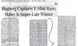Hagberg Captures E-Mod Race; Maloy Is Super-Late Winner. May 21, 2007.